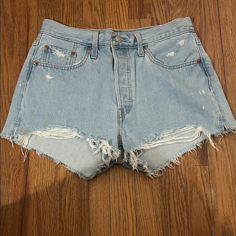 Levi's Light Blue Distressed Jean Shorts